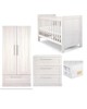 Atlas 4 Piece Cotbed with Dresser Changer, Wardrobe, and Essential Pocket Spring Mattress Set- White image number 1